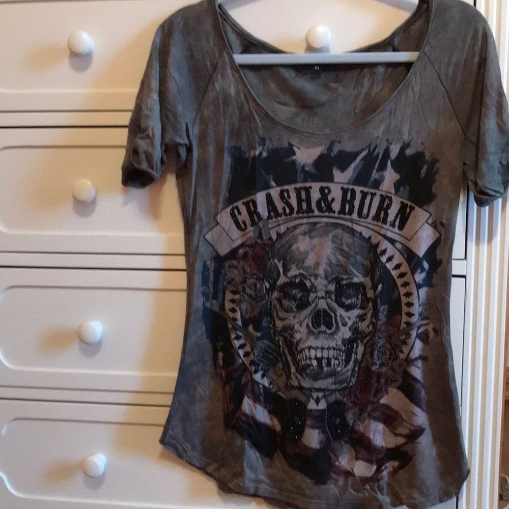 embellished crash and burn tee